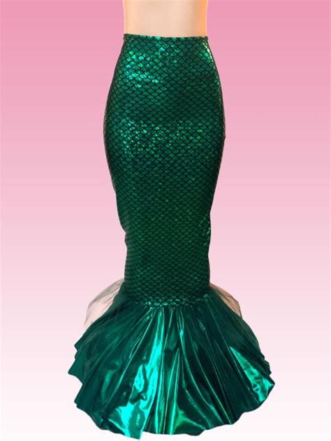 Deluxe Hi Waisted Mermaid Skirt With Contrasting Ruffle And Tulle For