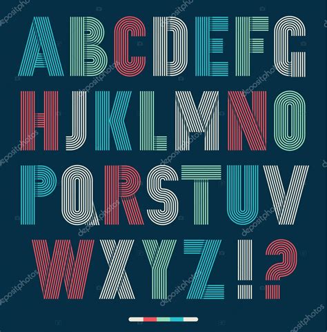 Retro Stripes Funky Fonts Set — Stock Vector © Olgamilagros 71594643