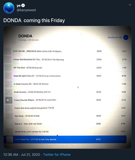 Donda Tracklist - Donda Tracklist Reddit Post And Comment 