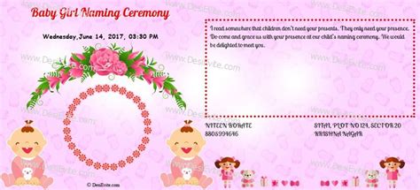 Be it an event or a celebration for a dear one, we make the most exciting party invites for you. Create and Download a Indian Naming Ceremony / Namakaran invitation card instantly. You can ad ...