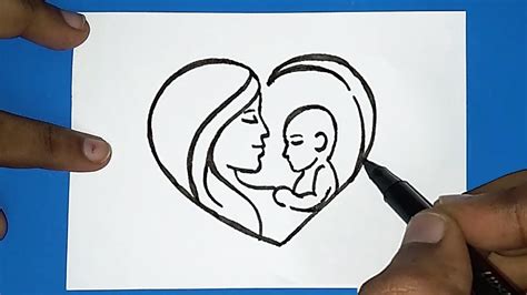 Drawing Of Mother And Daughter Easy For Kids