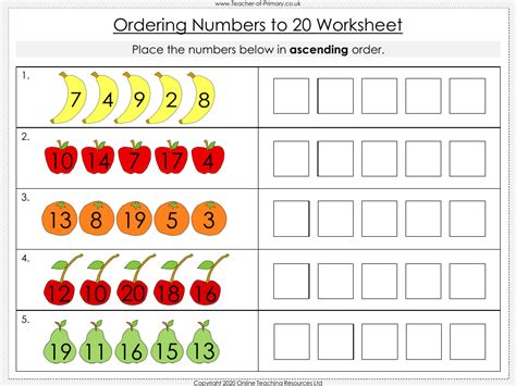Ordering Numbers To 20 Worksheet Maths Year 2