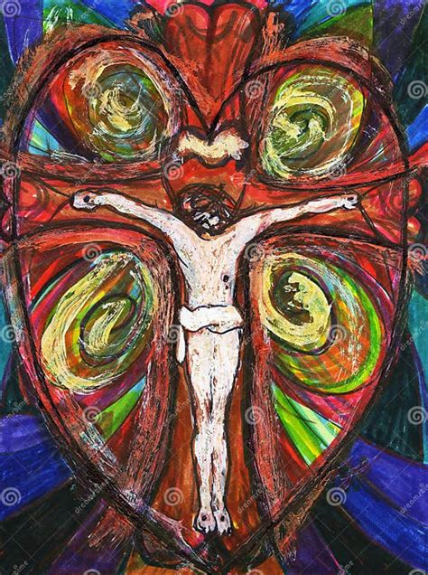 Crucifixion Of Jesus Christ Abstract Painting Stock Illustration
