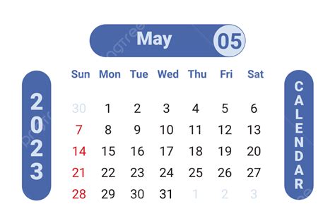 May 2023 Calendar Blue Color Calendar 2023 Calendar Transparent 2023