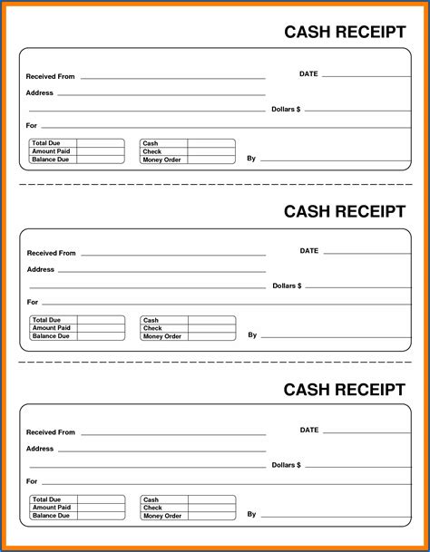 Printable Cash Receipt Template
