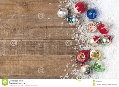 vintage christmas ornaments   snowdrift  wood