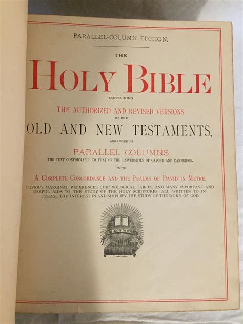 parallel column edition the holy bible containing the authorized and revised versions of the