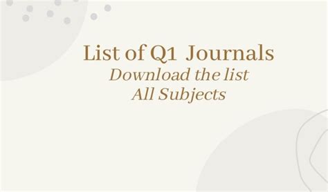 List Of Q1 Journals All Subjects Download The Xls Phdtalks