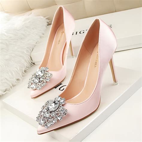2018 Pink Ladies Shoes Pumps Sexy Women High Heels Shoes Pointed Toe