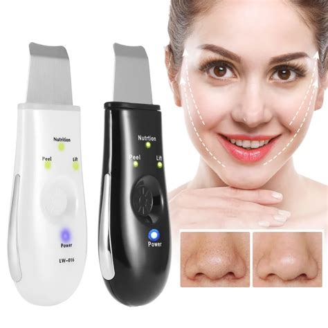 micro current ultrasonic vibration face skin scrubber cleansing spatula pores cleaner facial