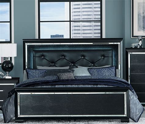 Allura Black Queen Upholstered Panel Bed From Homelegance Coleman