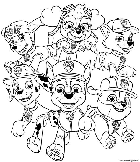 Coloriage Tous Les Chiots De La Pat Patrouille