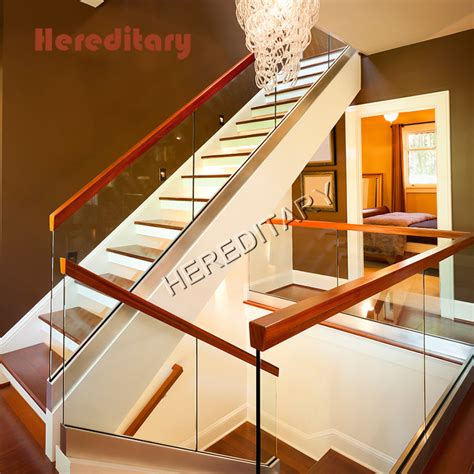 Adjustable Aluminum U Channe Frameless Glass Railing For Indoor Stair