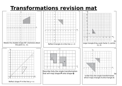 Transformations Foundation Gcse Revision Mat Teaching Resources