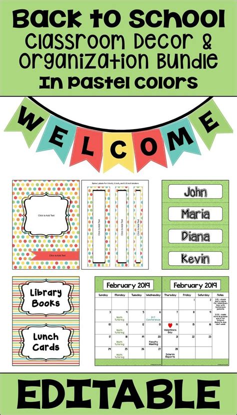 The Back To School Classroom Organization Bundle Is Shown In Green And