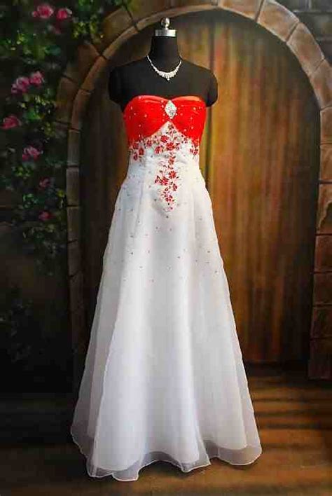 She Fashion Club Strapless Red And White Wedding Dresses