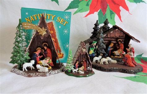 Vintage Miniature Nativity Lot With Shiny Brite Nativity 9405 Etsy