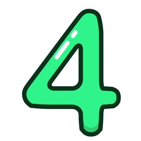 Green Number Four Numbers Study Icon Free Download