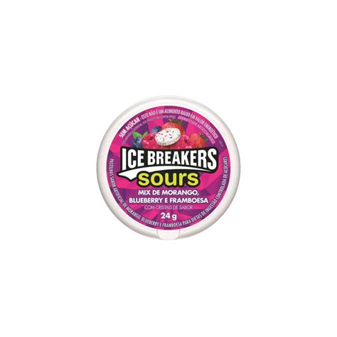 Comercial Ruzalem Pastilha Ice Breakers Sours Mix Morango 24g Rosa
