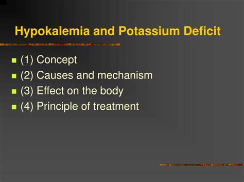 Ppt Hypokalemia And Potassium Deficit Powerpoint Presentation Free