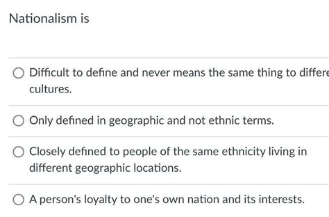 Answered Nationalism Is Difficult To Define And Never Means The Same