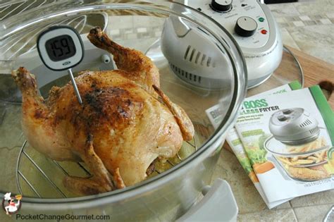The truth is chicken thighs can be cooked to 185 degrees fahrenheit/85 degrees celsius and still be moist and delicious. Whole Chicken cooked in Big Boss Oil-Less Fryer | Pocket ...