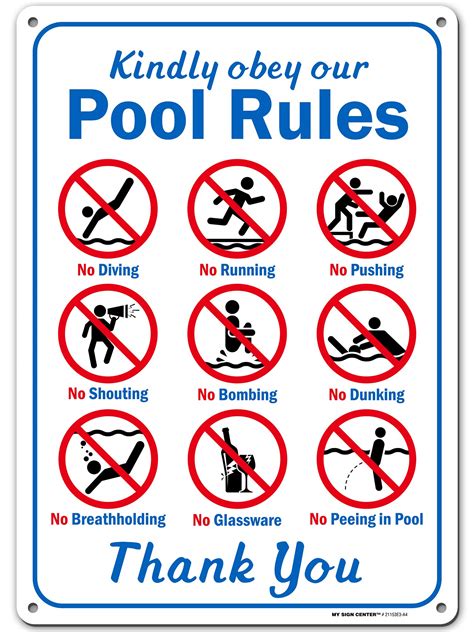 Kindly Obey Swimming Pool Safety Sign Swim At Your Own Risk X