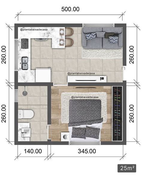 Planta Baixa Studio 25m² Layout De Apartamento Pequeno Layout De