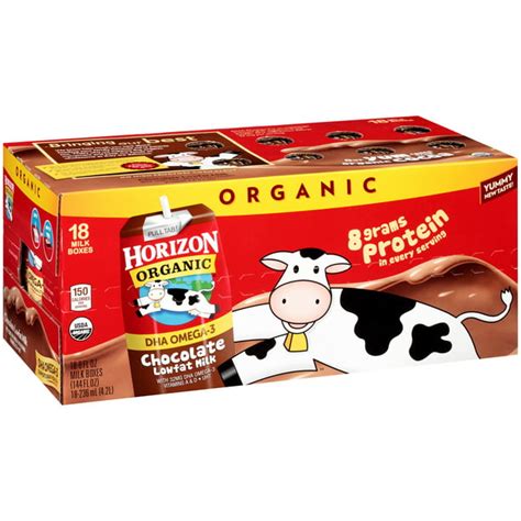 Horizon Organic Chocolate Low Fat Milk Boxes 8 Fl Oz 18 Count