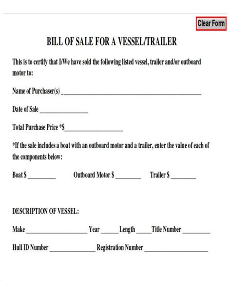 Bill Of Sale For Trailer Sale Trailer Trailers For Sale