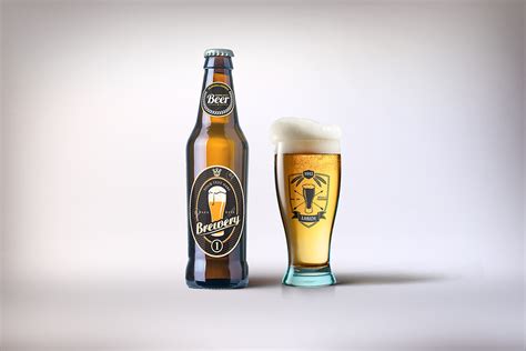 Beer Bottle And Glass Mockup Free Psd Free Mockup World