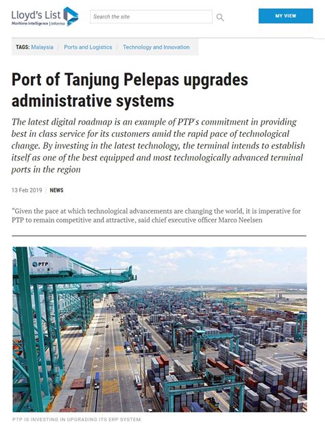 Ptp is a joint venture between mmc. Pelabuhan Tanjung Pelepas Sdn Bhd. - Port of Tanjung ...