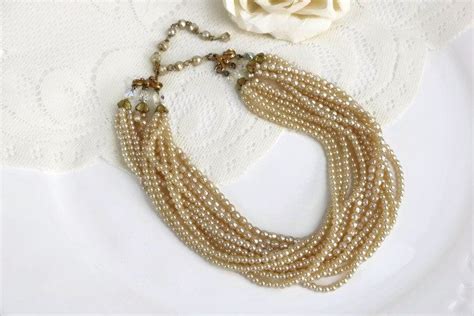 Elegant Multi Strand White Glass Seed Pearl Necklace Mid Etsy Canada