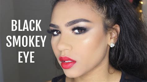 BLACK SMOKEY EYE RED LIP Makeup Tutorial YouTube