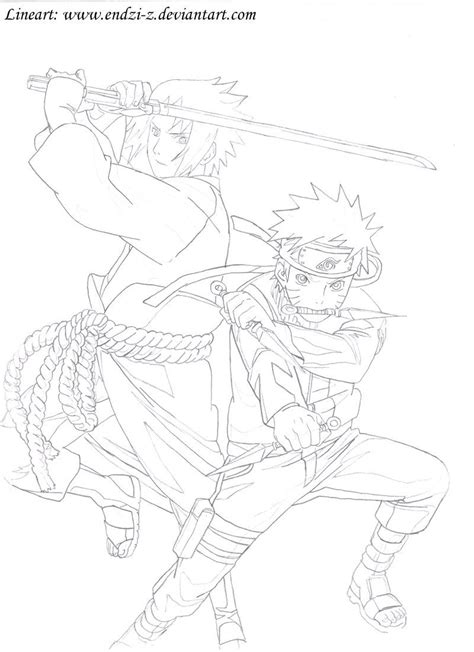 Naruto And Sasuke Lineart By Endzi Z On Deviantart