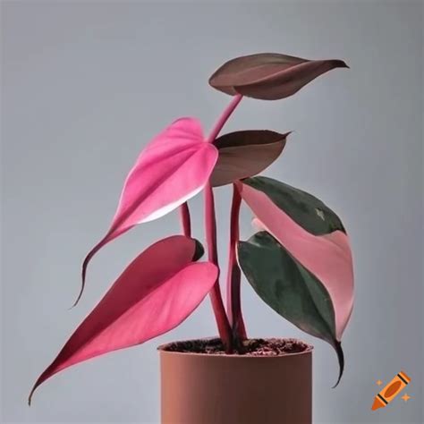 Full-grown pink princess philodendron on light grey background on Craiyon