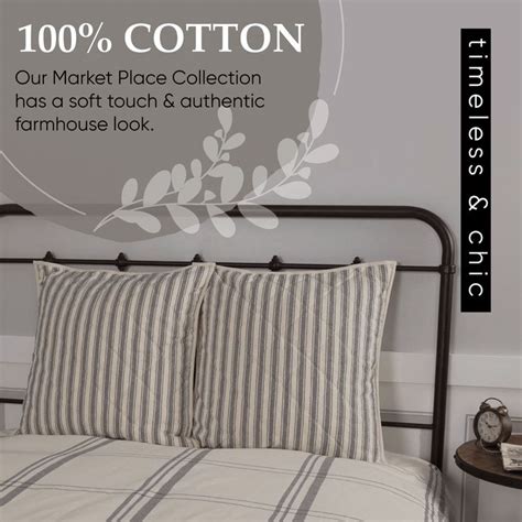 Market Place Gray Ticking Stripe Quilt Luxury King Piper Classics