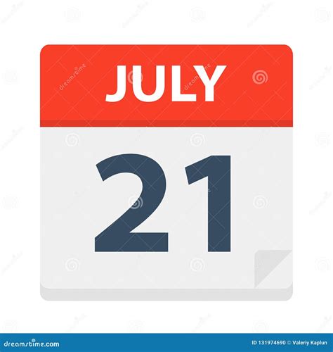July 21 Calendar Icon Stock Illustration Illustration Of 2021