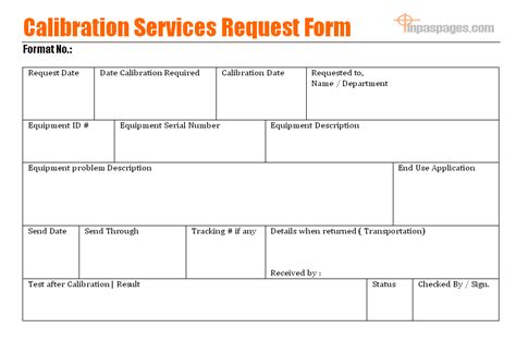 Calibration Services Request Form Format
