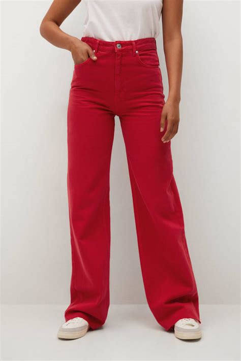 Mango High Waist Wide Leg Broek Rood Wehkamp