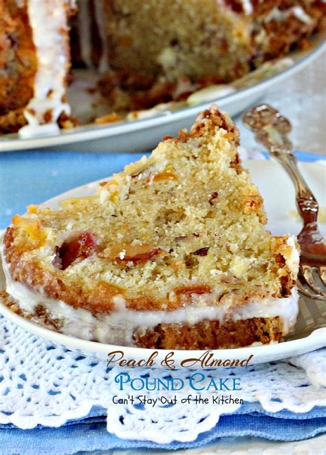 Bake for 1 hour to 1 hour and 15 minutes, or until a toothpick or cake tester comes out clean when inserted in center. Peach and Almond Pound Cake - Can't Stay Out of the Kitchen