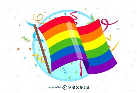Bandera Del Orgullo Gay Con Confeti Descargar Vector