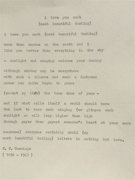 E.E. Cummings Love Poem, I love you much, typewriter quote | Typewriter