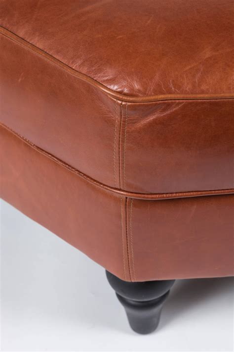 Large Octagonal Cognac Leather Ottoman For Sale At 1stdibs Custom