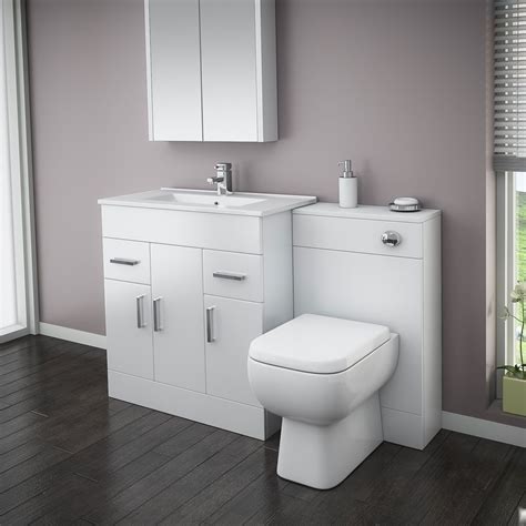 For a small toilet or shower room, you'll need something a bit more compact, that's why we also stock a range of small bathroom storage units as well as under sink storage and vanity units. Turin High Gloss White Vanity Unit Bathroom Suite W1300 x ...