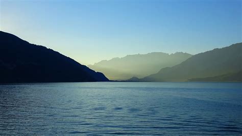 Timelapse View Lake Thun Thunersee And Mountains Of Swiss Alps In