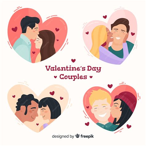 free vector valentine kissing couple collection