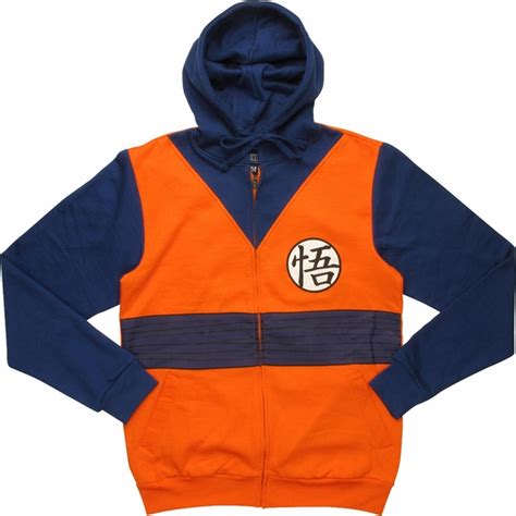 Orange and blue dragon ball z bomber hoodie. Dragon Ball Z Goku Outfit Costume Hoodie