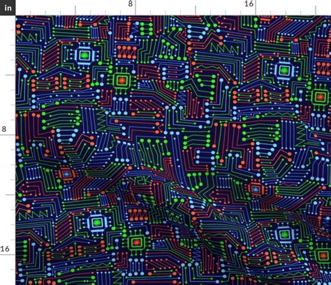Virus Fabric Y2k Computer Virus Circuit Board By Mystikel Colorful