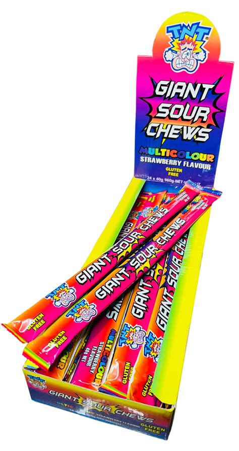 Tnt Giant Sour Chews Strawberry 40ggf Tempting Sweets